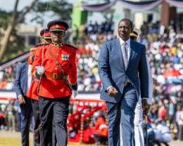 President William Ruto at Masinde Muliro Stadium Kanduyi, Bungoma County during Madarak Day Celebrations.